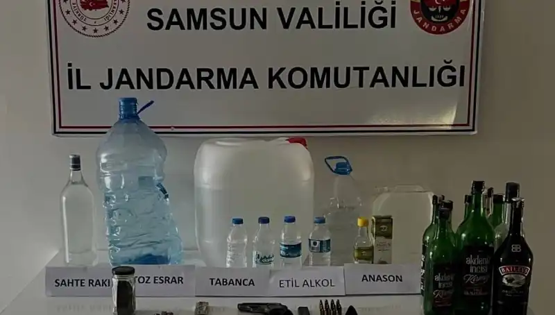Samsun'da Sahte İçki Operasyonu: Yasadışı Üretimde Dikkat Çeken Miktarlar Ele Geçirildi